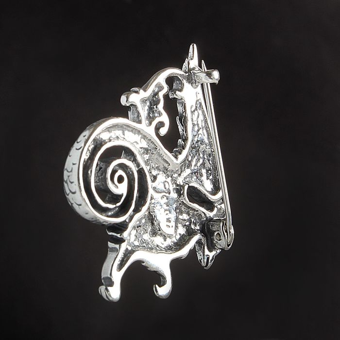 Брошь "Вайверн", цвет чернёное серебро