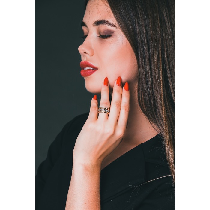 Кольцо "Игра", размер 16, цвет белый в золоте