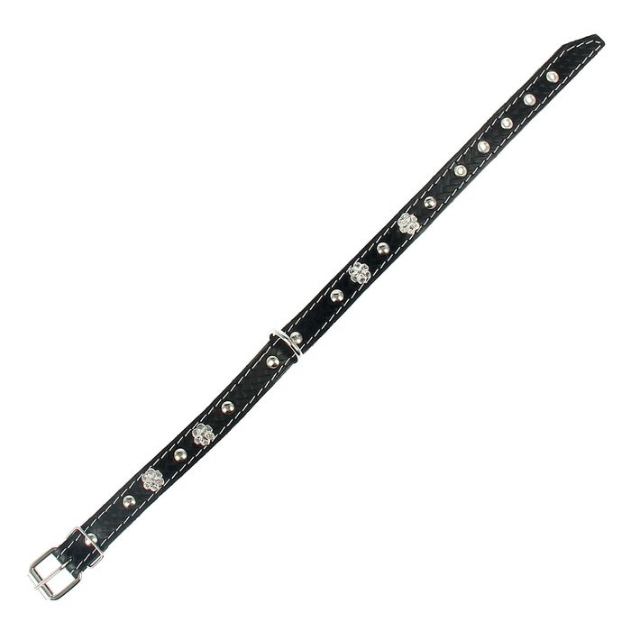 Ошейник кожаный однослойный, украшенный, 49,5 х 2 см микс цветов