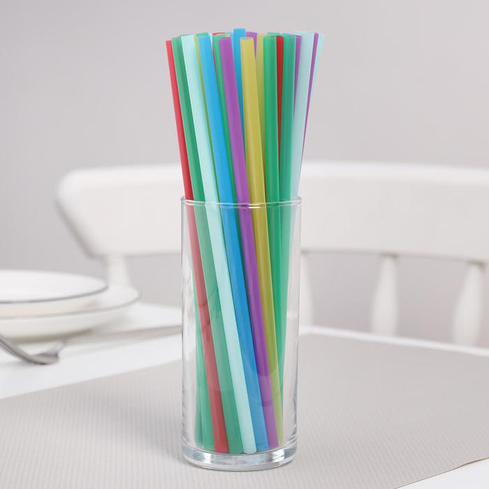 Трубочки одноразовые для коктейля Доляна Fresh, 0,7×21 см, 250 шт, цвет микс трубочки одноразовые для коктейля в индивидуальной упаковке прямая 0 5×21 см цвет чёрный