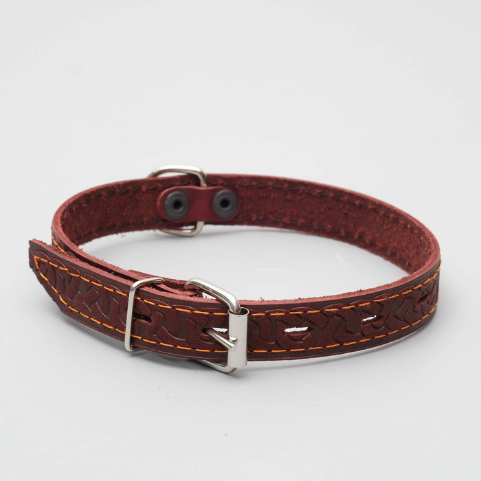 Ошейник кожаный однослойный, 48 х 2 см микс цветов