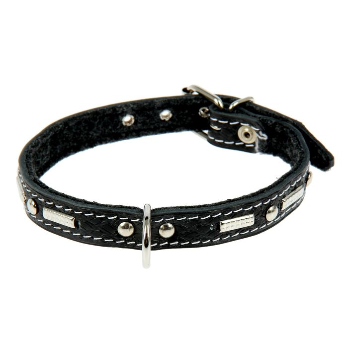 Ошейник кожаный на фетре, украшенный, 48 х 2 см микс цветов