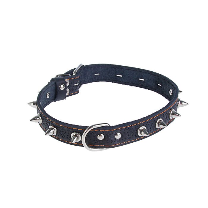 Ошейник кожаный однослойный, с шипами, 56,5 х 2,5 см микс цветов