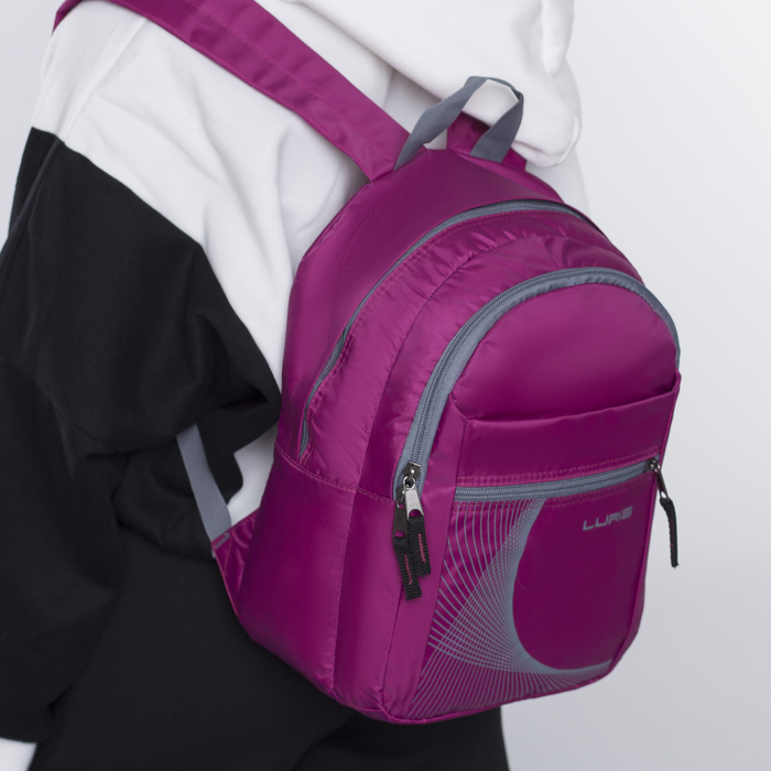 Рюкзак молодёжный на молнии, 2 отдела, 2 наружных кармана, розовый