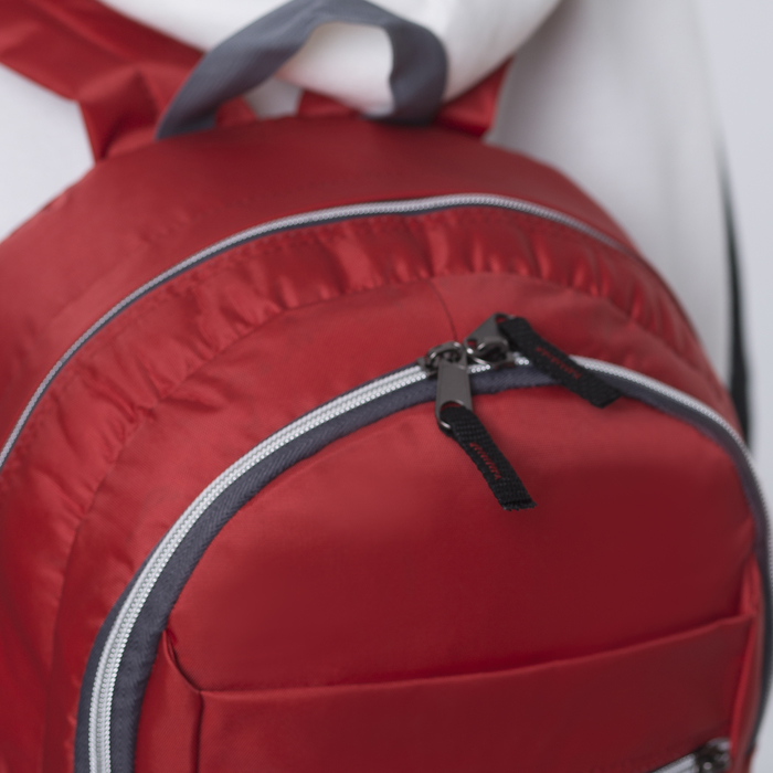 Рюкзак молодёжный на молнии, 2 отдела, 2 наружных кармана, красный