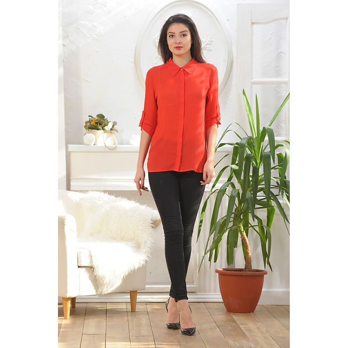 Блуза, размер 48, рост 164 см, цвет красный (арт. 4887)