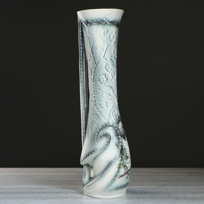 Ваза напольная "Бамбук" птицы, жемчуг