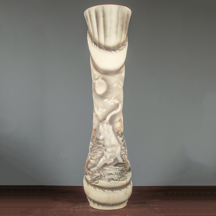 Ваза напольная "Далия" жемчуг, пантера