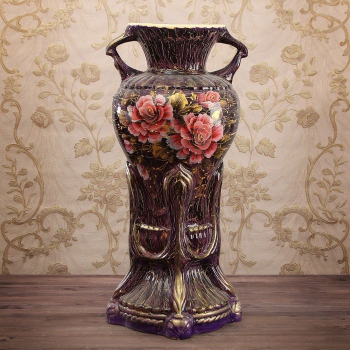 Ваза напольная "Аиша" кракелюр, фиолетовая