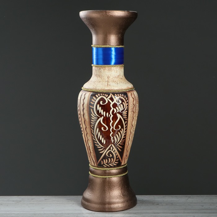 Ваза напольная "Алладин" ангоб, жёлтая лента