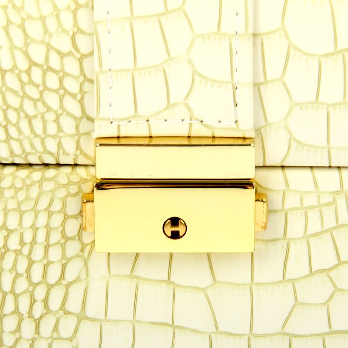 Шкатулка под бижутерию "Стиль" белая с зелёными прожилками