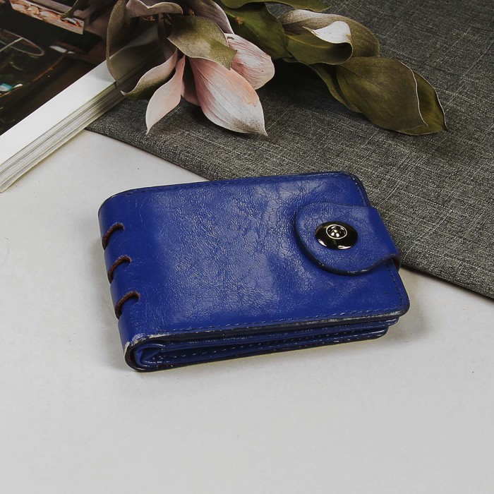 Кошелёк женский на магните "Леонора", отдел, для карт, цвет синий