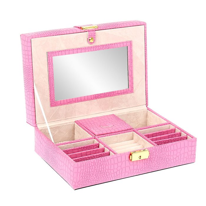 Шкатулка под бижутерию "Стиль" розовая