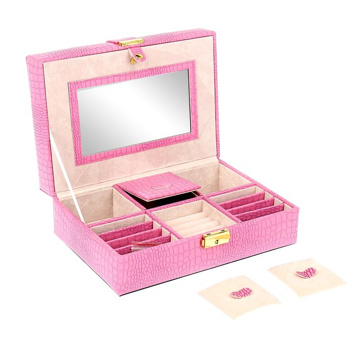 Шкатулка под бижутерию "Стиль" розовая