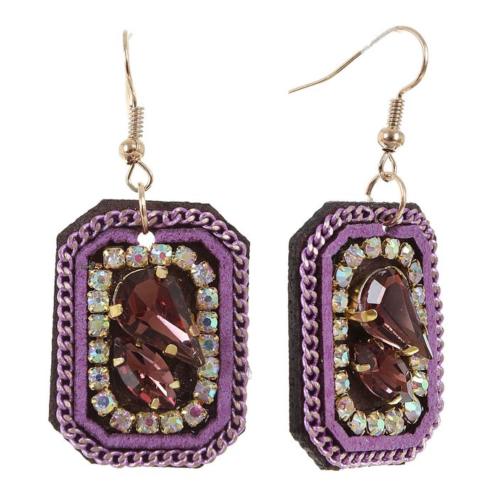 Серьги винтаж "Роскошь" восьмиугольник, цветные в золоте