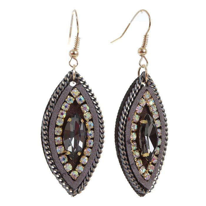 Серьги винтаж "Роскошь" эллипс, цвет серый в золоте