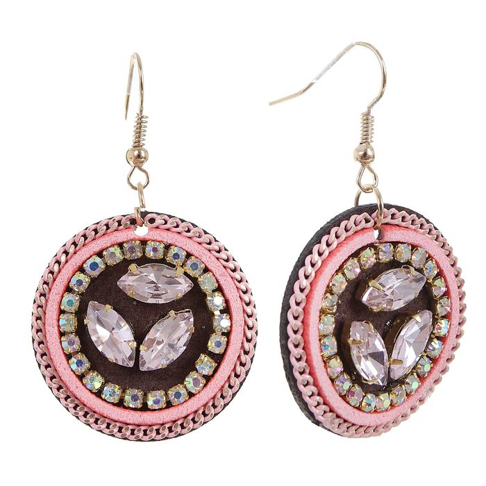 Серьги винтаж "Роскошь" круг, цветные в золоте