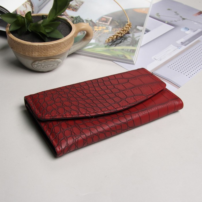 Кошелёк женский на клапане, 3 отдела, цвет бордовый