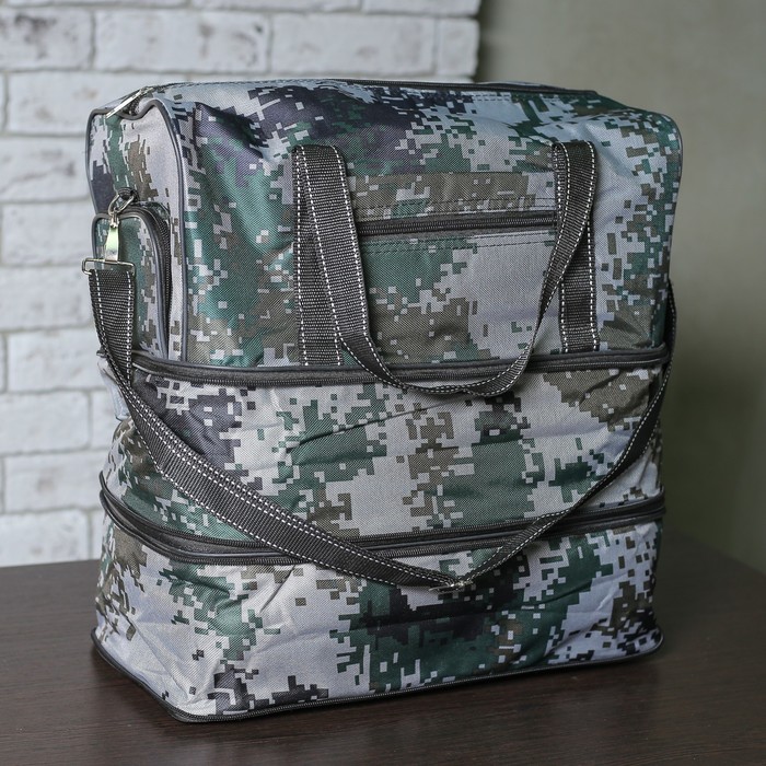 Сумка спортивная на молнии "Рокки", 1 отдел с расширением, 3 наружных кармана, длинный ремень, цвет хаки