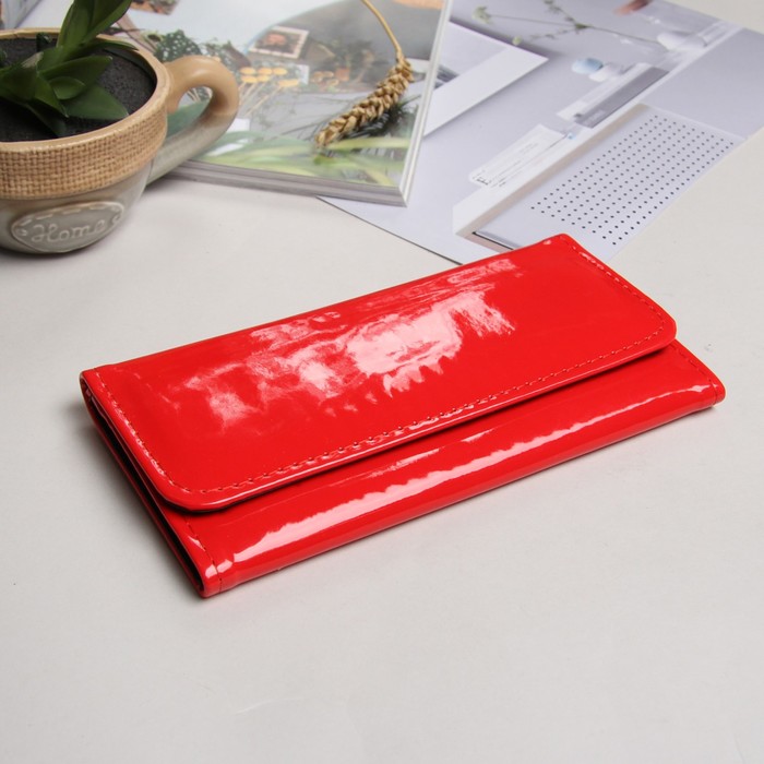 Кошелёк женский на клапане "Элегия", 3 отдела, отдел для карт, красный