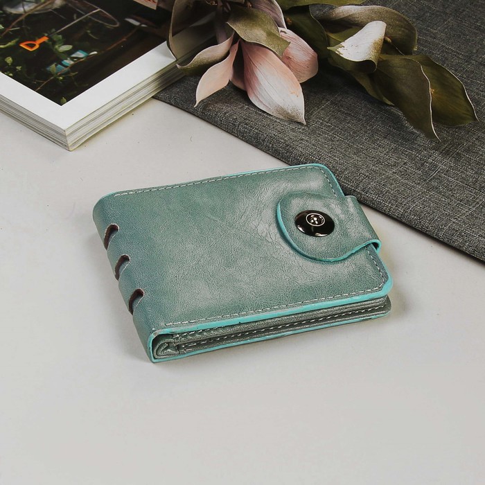 Кошелёк женский на магните "Леонора", отдел, для карт, цвет мятный