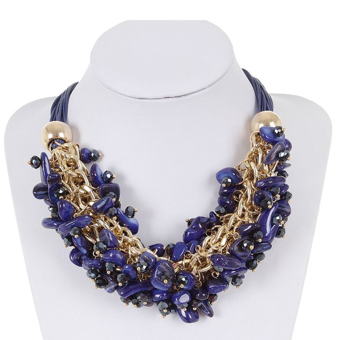 Бусы "Дары моря", цвет радужно-синий в золоте