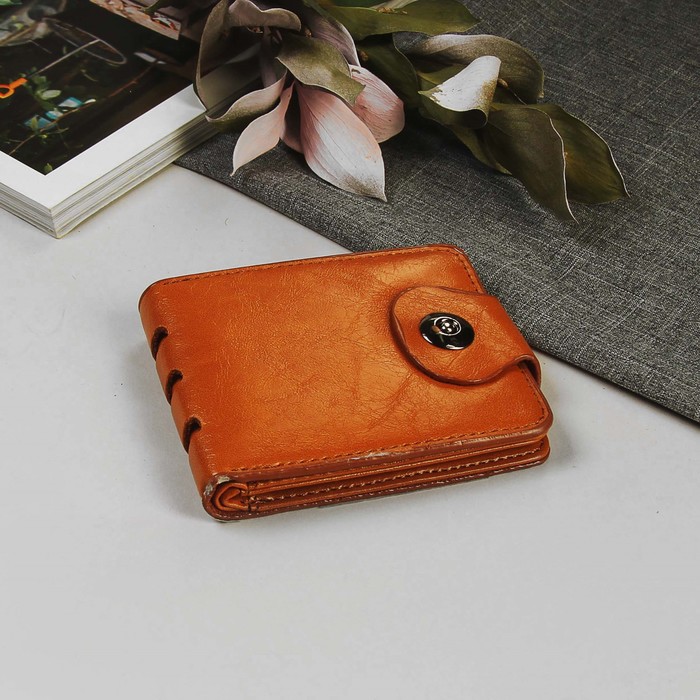 Кошелёк женский на магните "Леонора", отдел, для карт, оранжевый