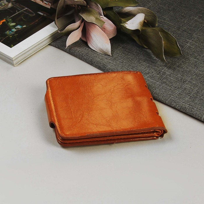 Кошелёк женский на магните "Леонора", отдел, для карт, оранжевый