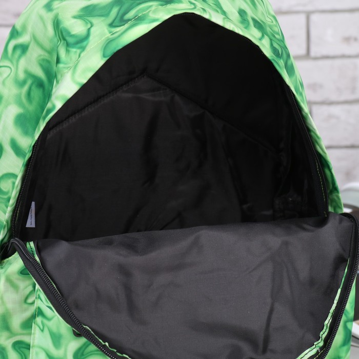 Рюкзак молодёжный на молнии "Узор", 1 отдел, 1 наружный карман, зелёный