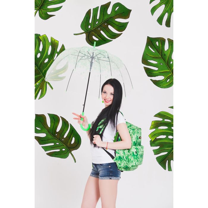 Рюкзак молодёжный на молнии "Узор", 1 отдел, 1 наружный карман, зелёный