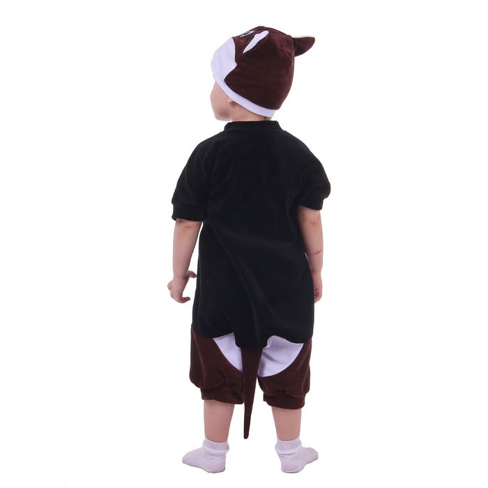 Карнавальный костюм "Кот в жилете", велюр, комбинезон с шапочкой, возраст от 1,5-3-х лет, рост 98 см