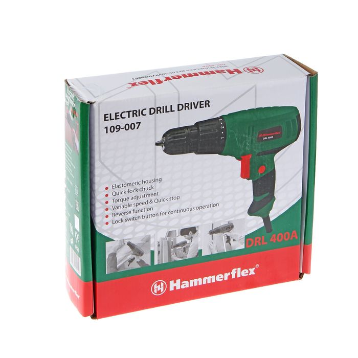 Дрель-шуруповерт Hammer Flex DRL400A, 280 Вт, 10 мм, 0-750 об/мин, реверс