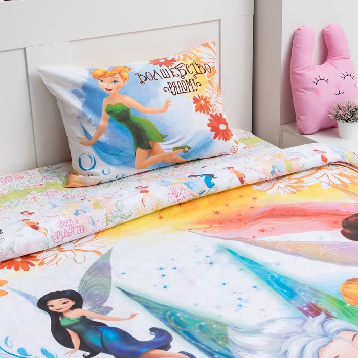 Постельное бельё 1,5 сп "Верь в чудеса" Феи , размер 143х215 см, 150х214 см, 50х70 см -1 шт., 100% хлопок, поплин 125 г/м2