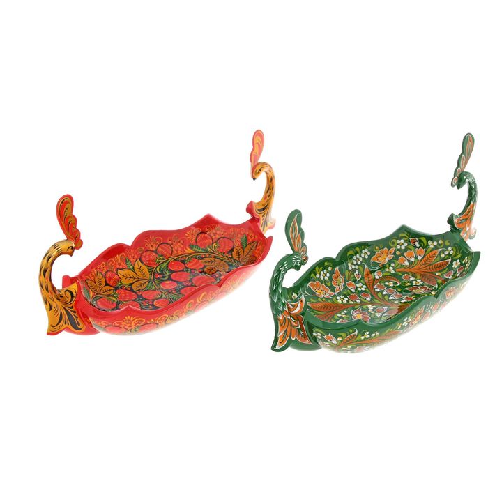 Сухарница «Лебеди», хохлома, микс