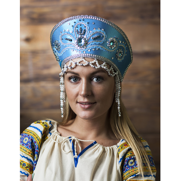 Кокошник "Виктория", цвет бирюзовый, виды МИКС