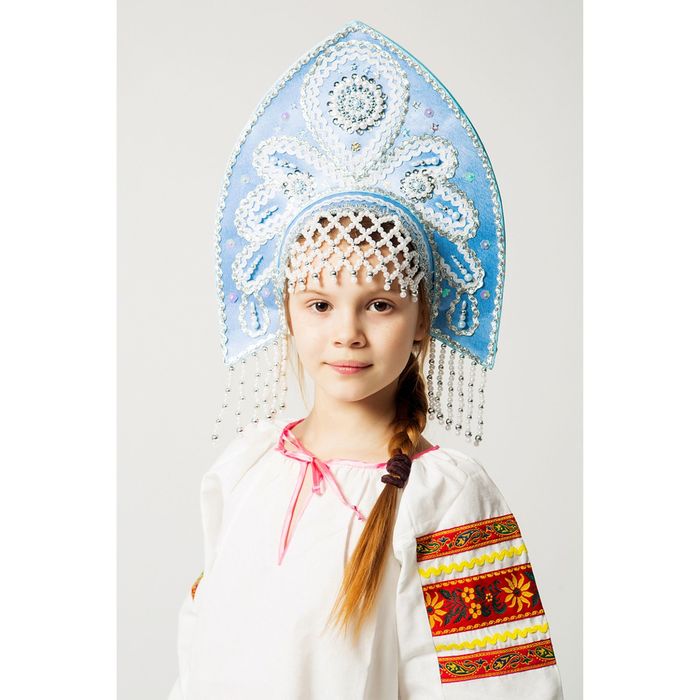 Кокошник "Анна", цвет голубой, виды МИКС