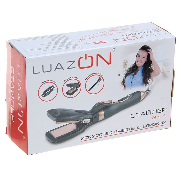 Мультистайлер LuazON LW-10, 30 Вт, 2 температурных режима, 3 насадки, чёрный