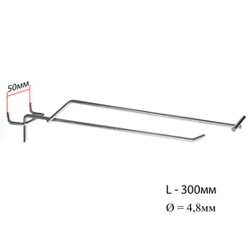 Крючок одинарный с ценникодержателем для перфорации шаг 50мм, L30, d4,8мм, цвет хром