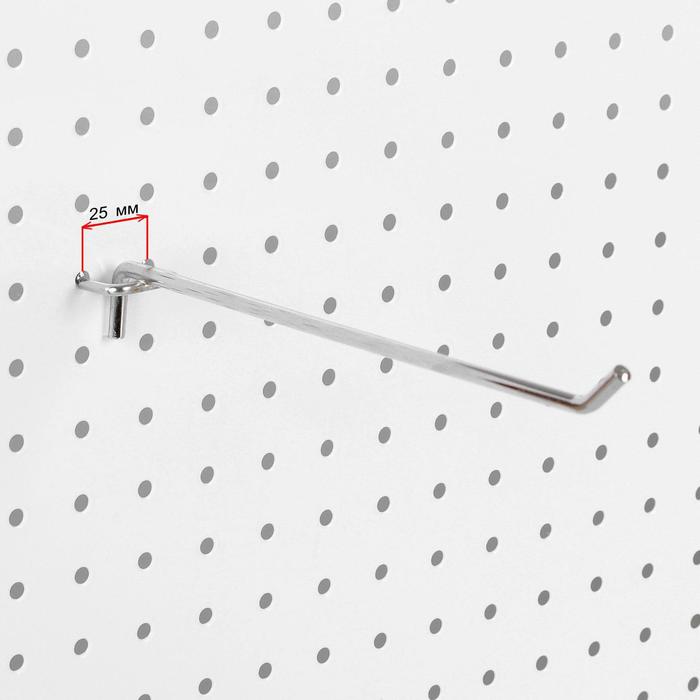 Крючок одинарный для перфорированной панели L25, d4,8мм, цвет хром