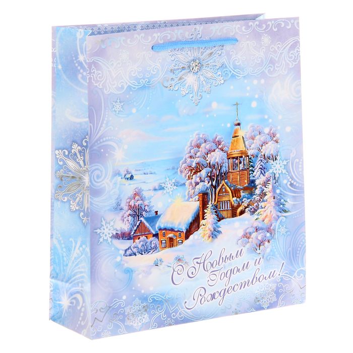 Пакет ламинированный вертикальный «Снежная сказка», 23 × 27 × 8 см