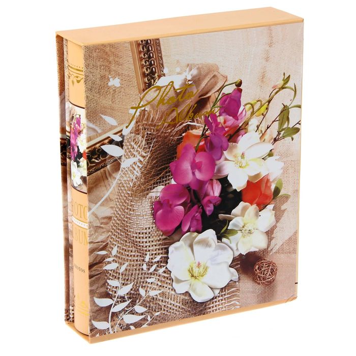 Фотоальбом магнитный на 20 листов "Цветочная композиция" в коробке, микс