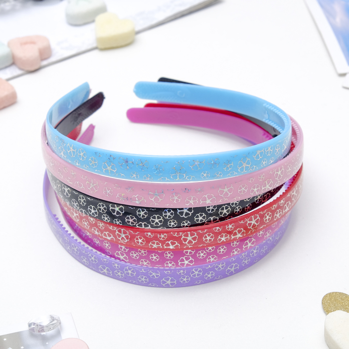 Ободок для волос "Голография" васильки 1,2 см микс