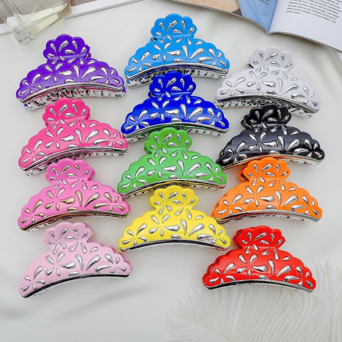 Краб для волос "Сюита" 8,5 см капельки, микс