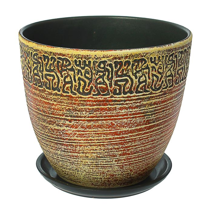 Кашпо "Человечки" жёлтое, высокое овальное 8,5 л