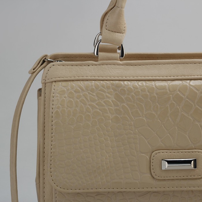 Сумка женская на молнии, 1 отдел, 1 наружный карман, бежевая