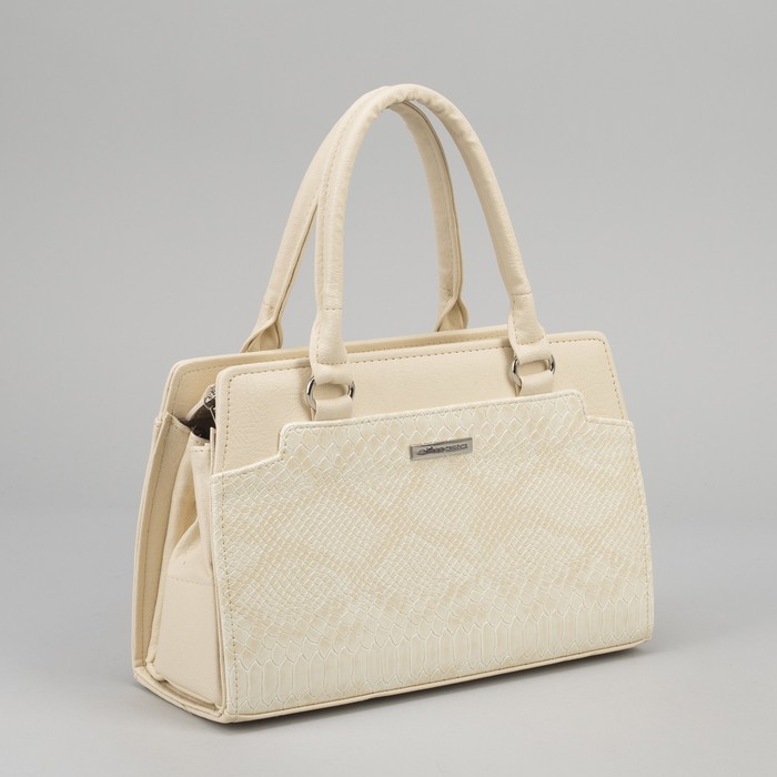 Сумка женская на молнии, 1 отдел, 1 наружный карман, цвет бежевый