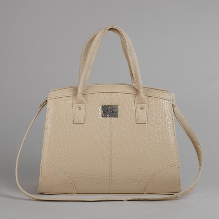 Сумка женская на молнии, 1 отдел. 1 наружный карман, длинный ремень, цвет бежевый