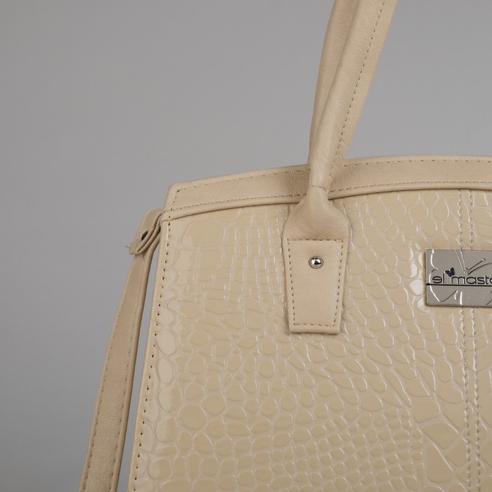 Сумка женская на молнии, 1 отдел. 1 наружный карман, длинный ремень, цвет бежевый