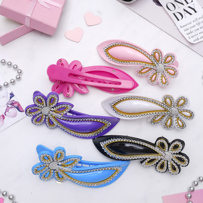 Краб для волос боковой "Сюита" лилия, микс