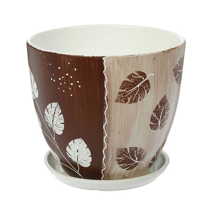 Кашпо "Акварель" кофе, высокое овальное 8,5 л